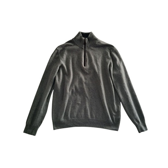 The Cashmere Project 100% Cashmere Quarter‎ Zip Sweater Gray Classic Men's Large - Picture 1 of 12